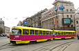 Tatra-T3SU #3096-3097 3-го маршрута поворачивает с улицы Университетской на площадь Розы Люксембург