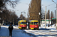Tatra-T3SU #4001 2-го маршрута и #420 20-го маршрута на улице Клочковской возле пересечения с улицей Кузнецкой
