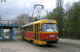 Tatra-T3SU #4006 16-го маршрута на улице Академика Павлова отъезжает от остановки "Комсомольский парк"