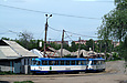 Tatra-T3A #4047-4048 3-го маршрута на улице Октябрьской Революции прибывает на конечную станцию "Новожаново"