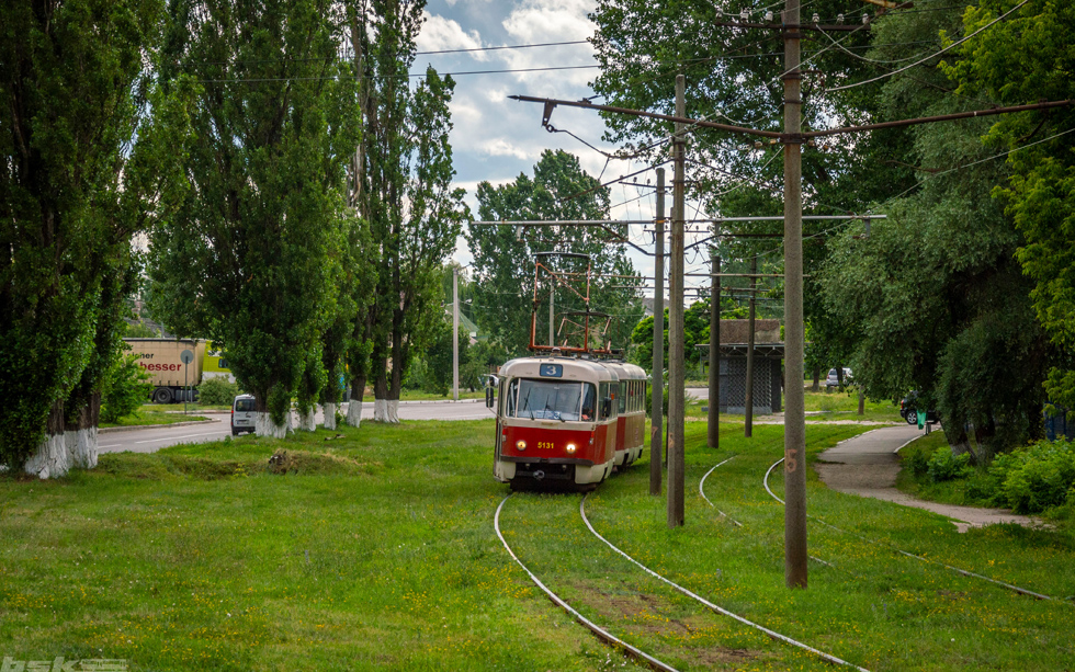 Tatra-T3A #5131-5132 3-го маршрута на улице Залютинской в районе Пластичного переулка