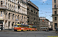 Tatra-T3SU #7000-1700 5-го маршрута поворачивает с Московского проспекта на площадь Советской Украины