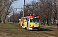 Tatra-T3SUCS #7068 8-го маршрута на Салтовском шоссе подъезжает к конечной станции "602-й микрорайон"