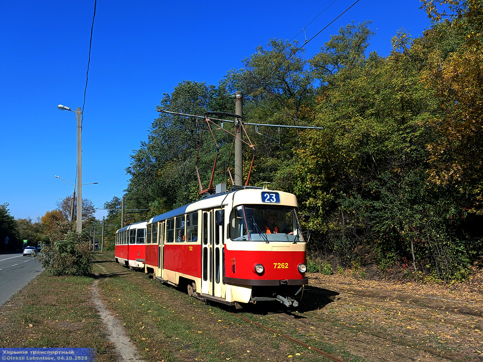 Tatra-T3SUCS #7262-7282 23-го маршрута на проспекте Тракторостроителей в районе улицы Автогенной