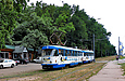 Tatra-T3M #8023-8046 26-го маршрута на Белгородском шоссе подъезжает к конечной "Лесопарк"