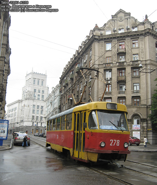 Tatra-T3SU #278 6-го маршрута в начале Московского проспекта