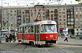 Tatra-T3SU #301 12-го маршрута поворачивает с Пролетарской площади на улицу Полтавский шлях