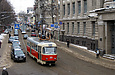 Tatra-T3SU #301 12-го маршрута на улице Пушкинской между остановками "площадь Поэзии" и "площадь Конституции"