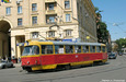 Tatra-T3SU #304 12-го маршрута поворачивает с улицы Пушкинской на улицу Короленко