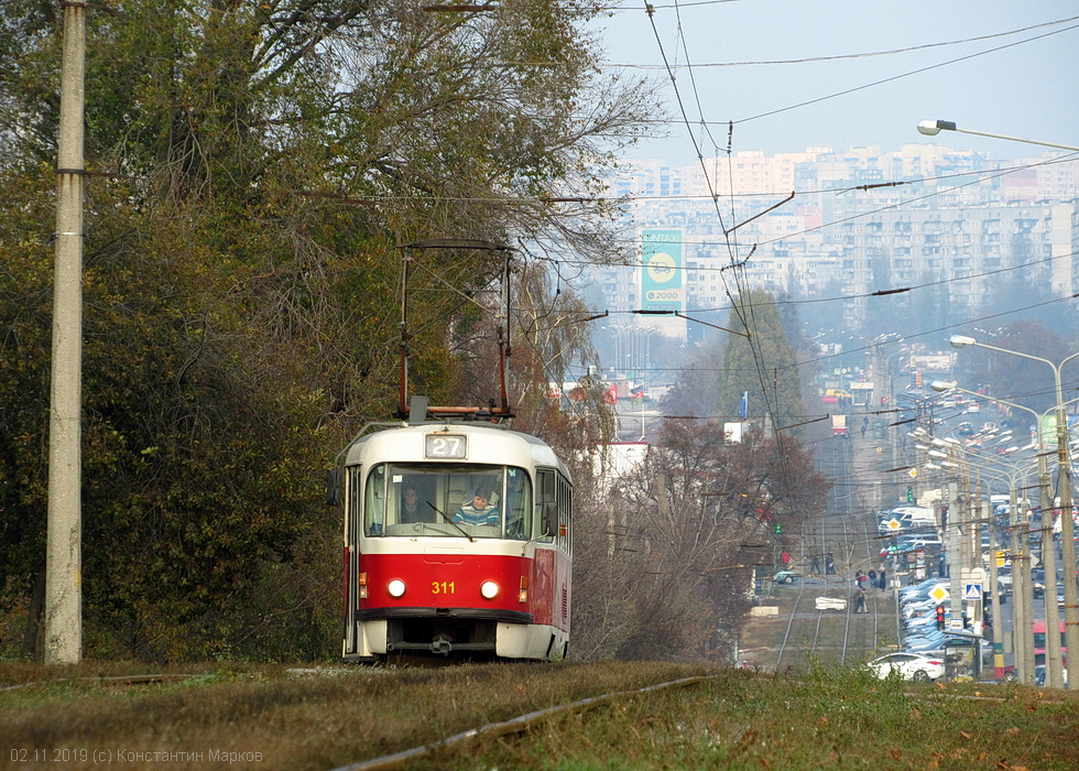 Tatra-T3SUCS #311 27-го маршрута на улице Академика Павлова