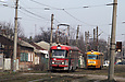 Tatra-T3SU #315 6-го маршрута и #638 27-го маршрута на улице Академика Павлова в районе улицы Серп и молот