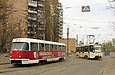 Tatra-T3SU #318 и КТМ-19КТ #3110 на улице Октябрьской Революции возле остановки "Октябрьское трамвайное депо"
