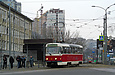 Tatra-T3SUCS #337 20-го маршрута поворачивает с улицы Клочковской в сторону Новоивановского моста