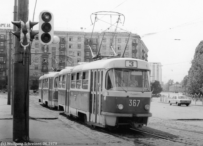 Tatra-T3SU #367-368 3-го маршрута на Пролетарской площади