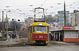 Tatra-T3SU #372 6-го маршрута двигаясь по улице Академика Павлова пересекает Салтовское шоссе