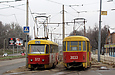 Tatra-T3SU #372 и #3033 20-го маршрута на улице Клочковской на перекрестке с проспектом Победы