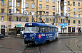 Tatra-T3SU #400 9-го маршрута поворачивает с улицы Красноармейской на кольцо конечной станции "Южный вокзал"