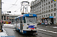 Tatra-T3SU #401 20-го маршрута перед выездом с кольца конечной станции "Южный вокзал" на улицу Красноармейскую