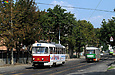 Tatra-T3SUCS #416 20-го маршрута и #469 12-го маршрута на улице Большой Панасовской возле Клочковского переулка