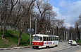 Tatra-T3SUCS #416 12-го маршрута поворачивает с проспекта Независимости на Клочковский спуск