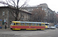 Tatra-T3SU #420 20-го маршрута поворачивает с Полтавского шляха на улицу Маршала Конева