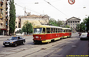 Tatra-T3SU #455-456 7-го маршрута на улице Пушкинской в районе площади Поэзии