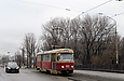 Tatra-T3SU #461 7-го маршрута на улице Октябрьской революции следует по Основянскому мосту