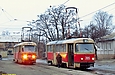 Tatra-T3SU #461 и #395 7-го маршрута на конечной станции "Новосёловка"