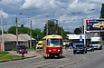 Tatra-T3SU #461 27-го маршрута на улице Академика Павлова выезжает на Конюшенный мост