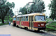 Tatra-T3SU #465-466 3-го маршрута разворачивается на конечной станции "Новожаново"