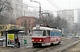 Tatra-T3M #471 20-го маршрута на улице Клочковской перед отправлением от остановки "Сосновая горка"