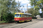 Tatra-T3SU #475 27-го маршрута на улице Октябрьской революции подходит к конечной "Новожаново"