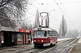 Tatra-T3SUCS #485 20-го маршрута на улице Клочковской перед отправлением от остановки "Сосновая горка"