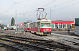 Tatra-T3SU #513-514 26-го маршрута на улице Героев Труда возле одноименной станции метро