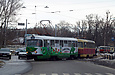 Tatra-T3SU #513-514 26-го маршрута на перекрестке улиц Мироносицкой и Сумской