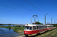 Tatra-T3SU #515-516 26-го маршрута на пробивке улицы Героев труда следует по мосту через реку Харьков