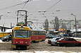 Tatra-T3SU #519-520 27-го маршрута поворачивает с улицы Героев труда на улицу Академика Павлова