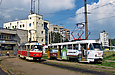 Tatra-T3SU #587 и Tatra-T3SUCS #7031 маршрута 8-Г на конечной станции "602-й микрорайон"