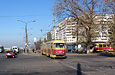 Tatra-T3SU #592-593 23-го маршрута на перекрестке проспекта Тракторостроителей и Салтовского шоссе