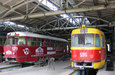 Tatra-T3SU ##596 и 579 в производственном корпусе Салтовского трамвайного депо