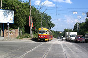 Tatra-T3SU #597-594 22-го маршрута на Журавлевском спуске перед перекрестком с улицей Пушкинской