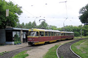 Tatra-T3SU #623-624 26-го маршрута на конечной "Плиточный завод"