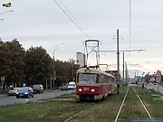 Tatra-T3SU #649-650 20-го маршрута на проспекте Победы в районе остановки "Школьная"
