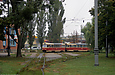 Tatra-T3SU #649-650 20-го маршрута на конечной станции "Проспект Победы"