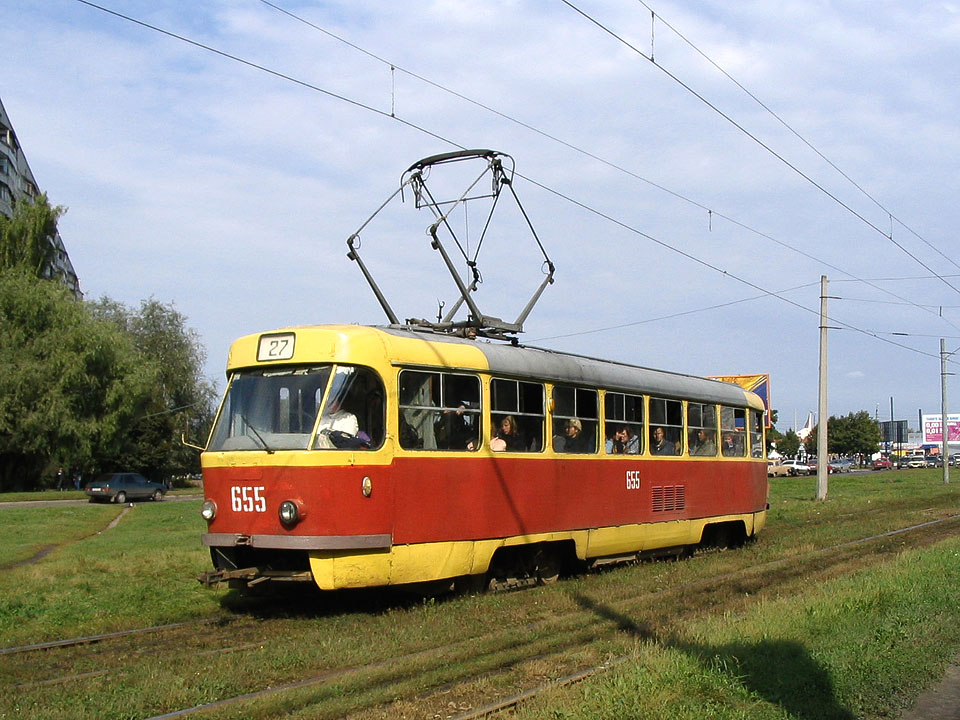 Tatra-T3SU #655 27-го маршрута на улице Академика Павлова