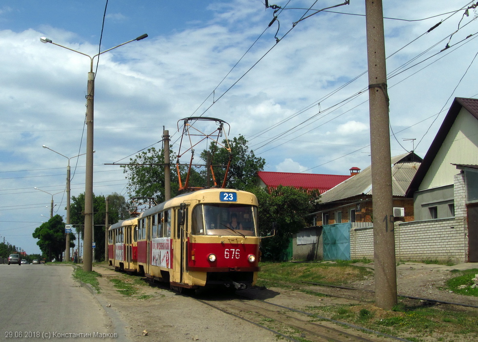 Tatra-T3SU #676-677 23-го маршрута на проспекте Тракторостроителей