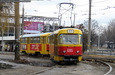 Tatra-T3SU #685-686 22-го маршрута поворачивает с улицы Академика Павлова на улицу Семиградскую