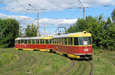 Tatra-T3SU #695-696 23-го маршрута на конечной станции "Льва Толстого"