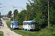 Tatra-T3SU #667 и #743 27-го маршрута на улице Академика Павлова возле остановки "Муромский переулок"