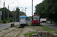 Tatra-T3SU #743 27-го маршрута и Tatra-T6B5 #4527 5-го маршрута на улице Морозова возле смотровых канав